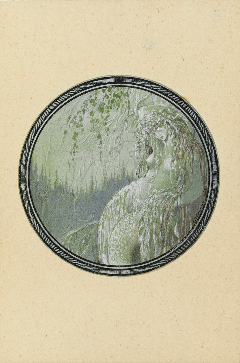 Rusalka. Illusztráció A. Puskin Ruslan és Ljudmila című verséhez, 1921-1926. alkotó: Sergei Vasilevich Chekhonin