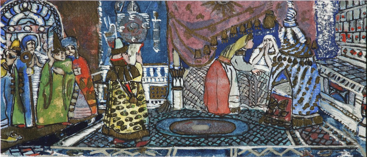 Illusztráció A. Puskin Saltan cár meséjéhez alkotó: Sergei Vasilievich Malyutin