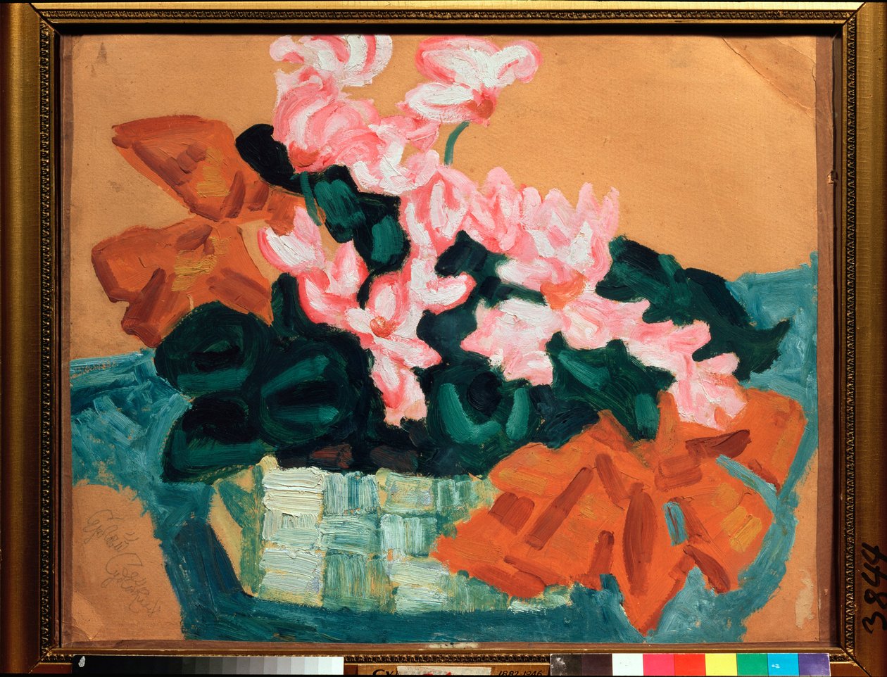 Fleurs, Nature morte (Virágok, Csendélet) - Szergej Jurijevics Sudejkin (Serge Soudeikine) (1882-1946) munkája, olaj, karton - Orosz művészet, modernizmus, szecesszió, 20. század - Állami Egyesült Művészeti Múzeum, Kostroma (Oroszország) alkotó: Sergei Yurevich Sudeikin