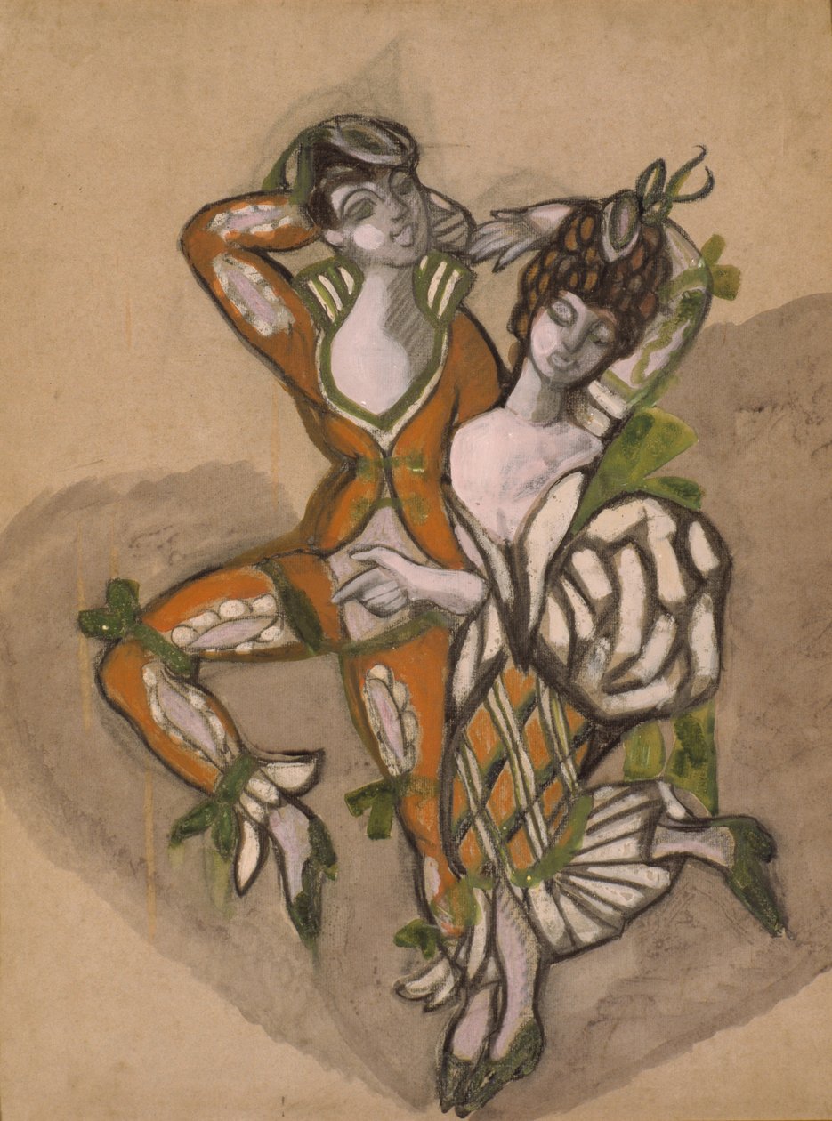 P. de Beaumarchais Figaro házassága című színházi darabjának jelmezterve, 1915. alkotó: Sergei Yurievich Sudeykin