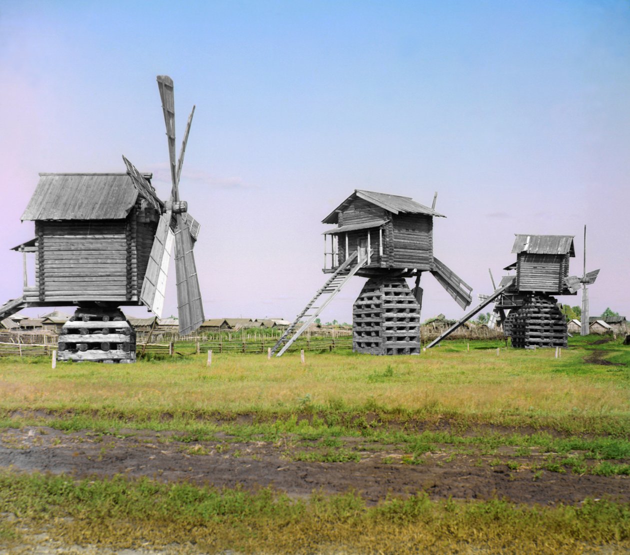 Szélmalmok az Orosz Birodalom Tobolszk tartomány Ialutorovszk kerületében, 1912 alkotó: Sergey Prokudin Gorsky