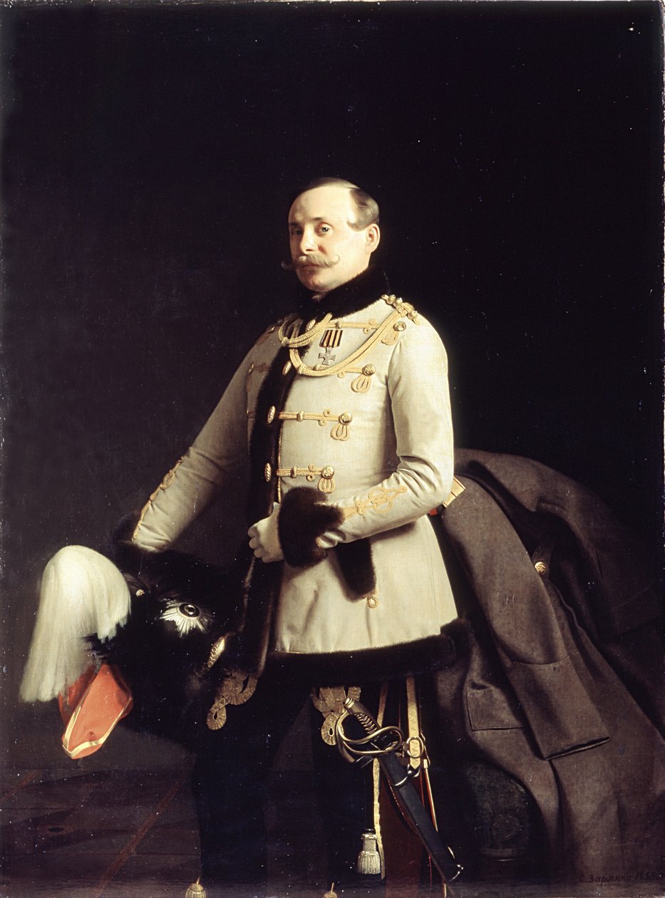 Alekszandr Dmitrijevics Ponomarjov portréja, Poruchik Őfelsége életvédő huszárezred, 1855 alkotó: Sergey Konstantinovich Zaryanko