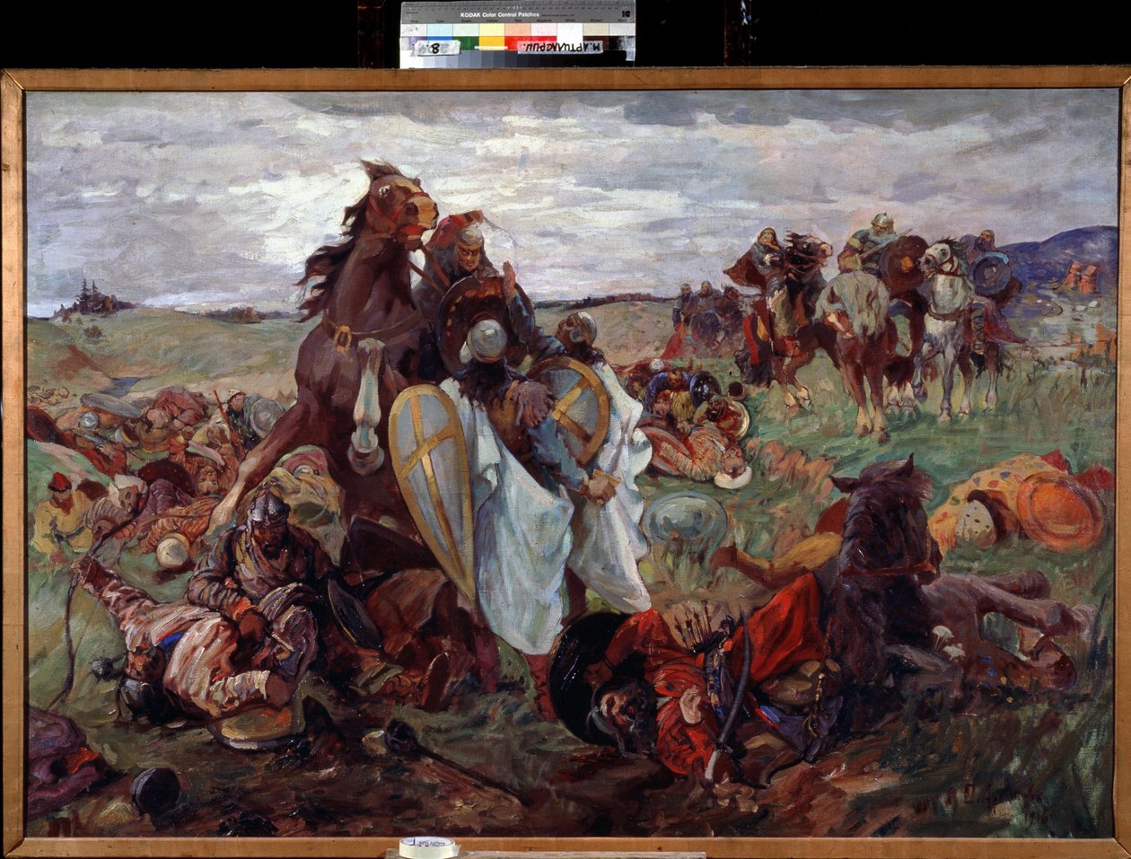 Oroszok és tatárok (tatárok) csata (Oroszok és tatárok csata). Szergej Nyikolajevics Arhipov festménye (1881-1936 után). Olajfestmény alkotó: Sergey Nikolayevich Arkhipov