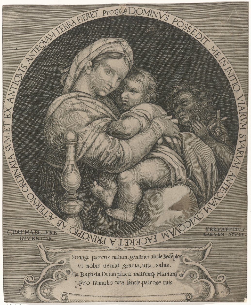 Madonna della sedia Mária gyermek Krisztussal és Keresztelő Jánossal alkotó: Servatius Raeven