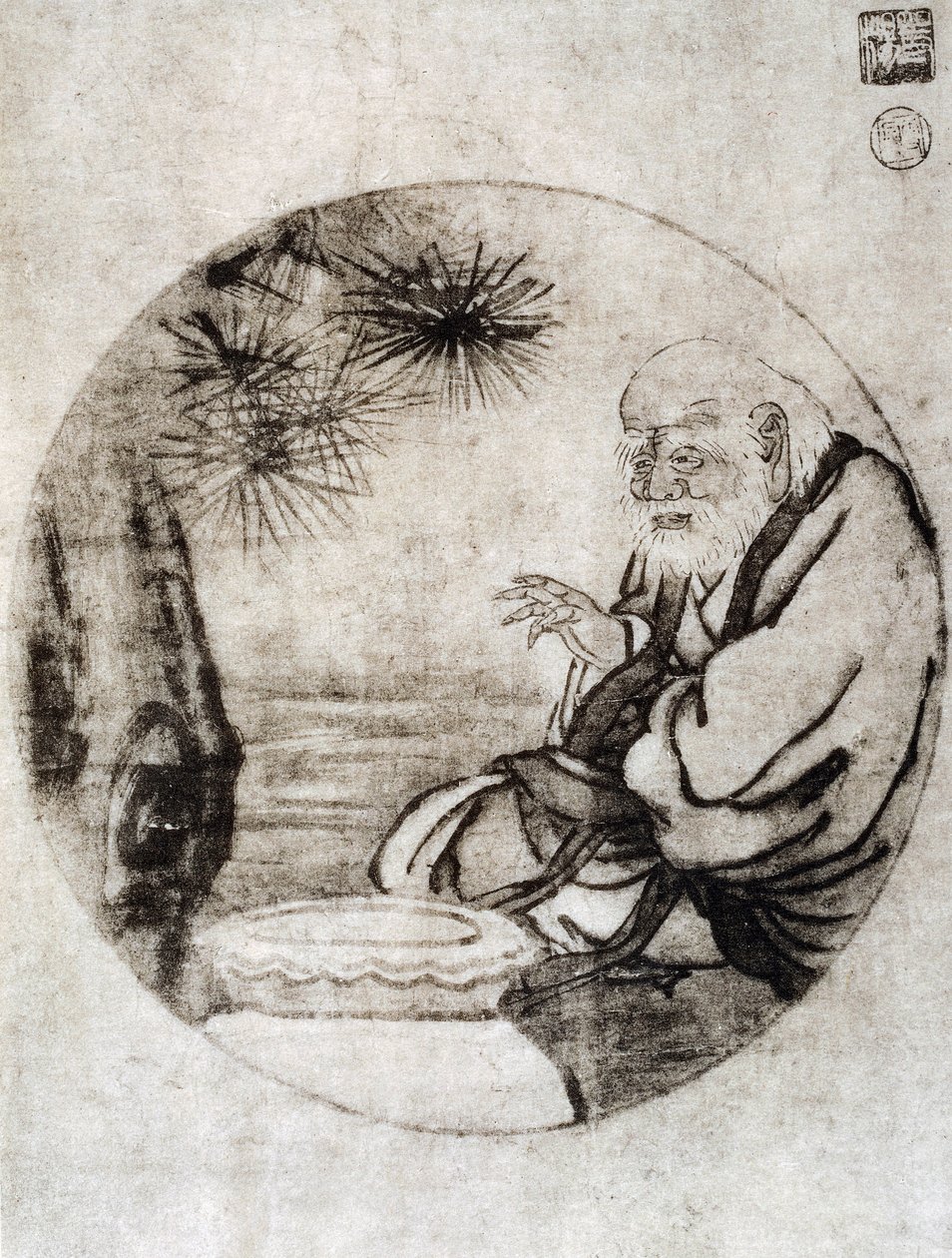 Lao-Tzu kínai filozófus portréja a Kr.e. 6. századból, Sesshu Toyo (1420-1506) rajza, japán civilizáció, Muromachi korszak alkotó: Sesshû Tôyô