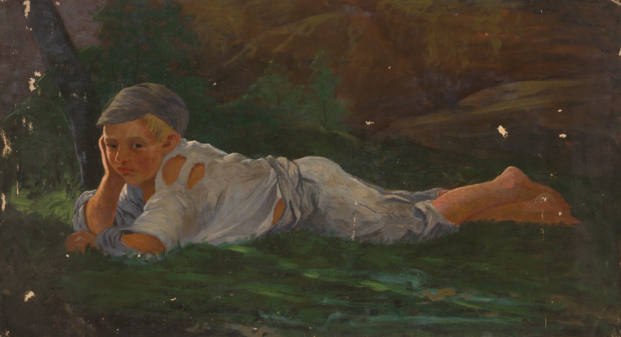 A földön fekvő fiú alkotó: Severin Falkman