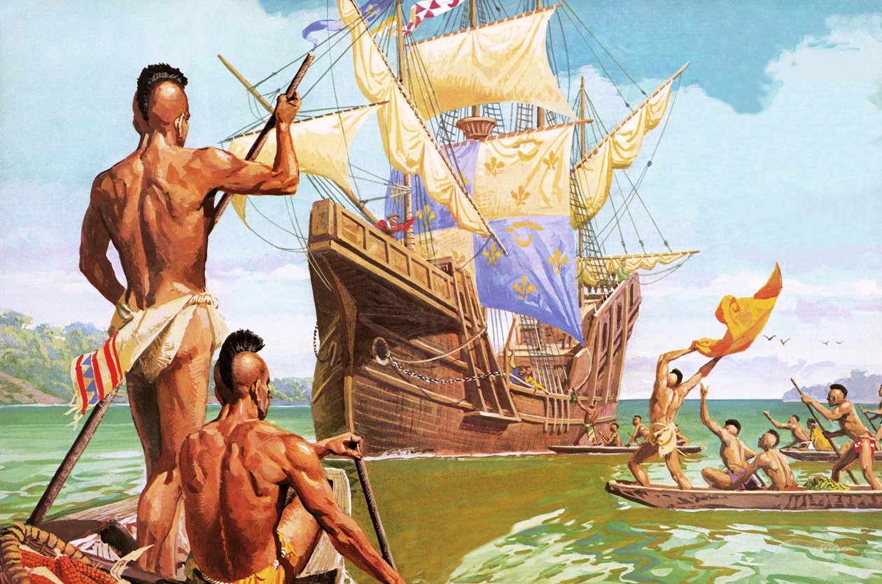 Giovanni da Verrazono, az első európai, aki látta New York kikötőjét. alkotó: Severino Baraldi