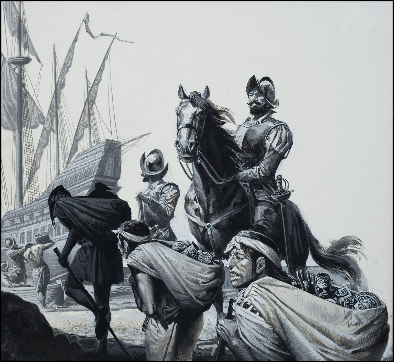 Aranyszállítás Panamán keresztül (gouache, papír) alkotó: Severino Baraldi