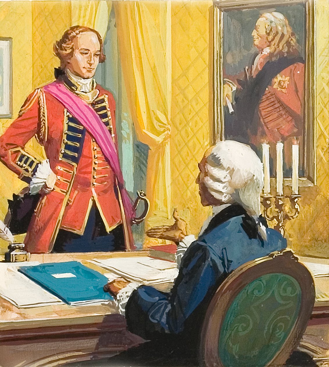 James Wolfe kinevezése William Pitt brit miniszterelnök által alkotó: Severino Baraldi