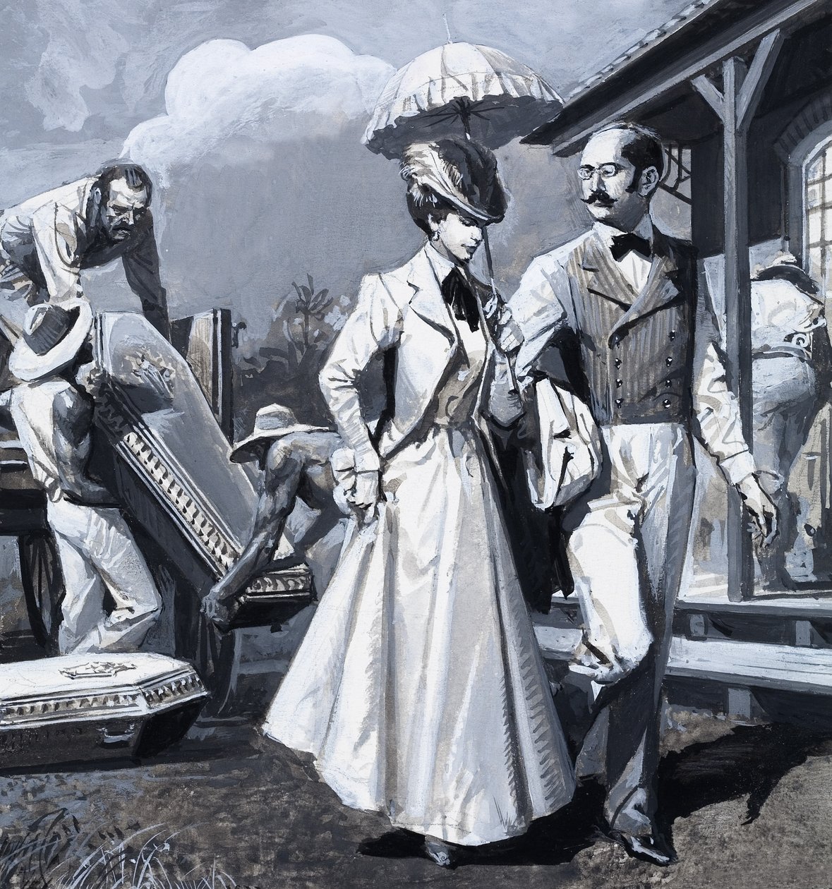 Panama-csatorna (gouache, papír) alkotó: Severino Baraldi