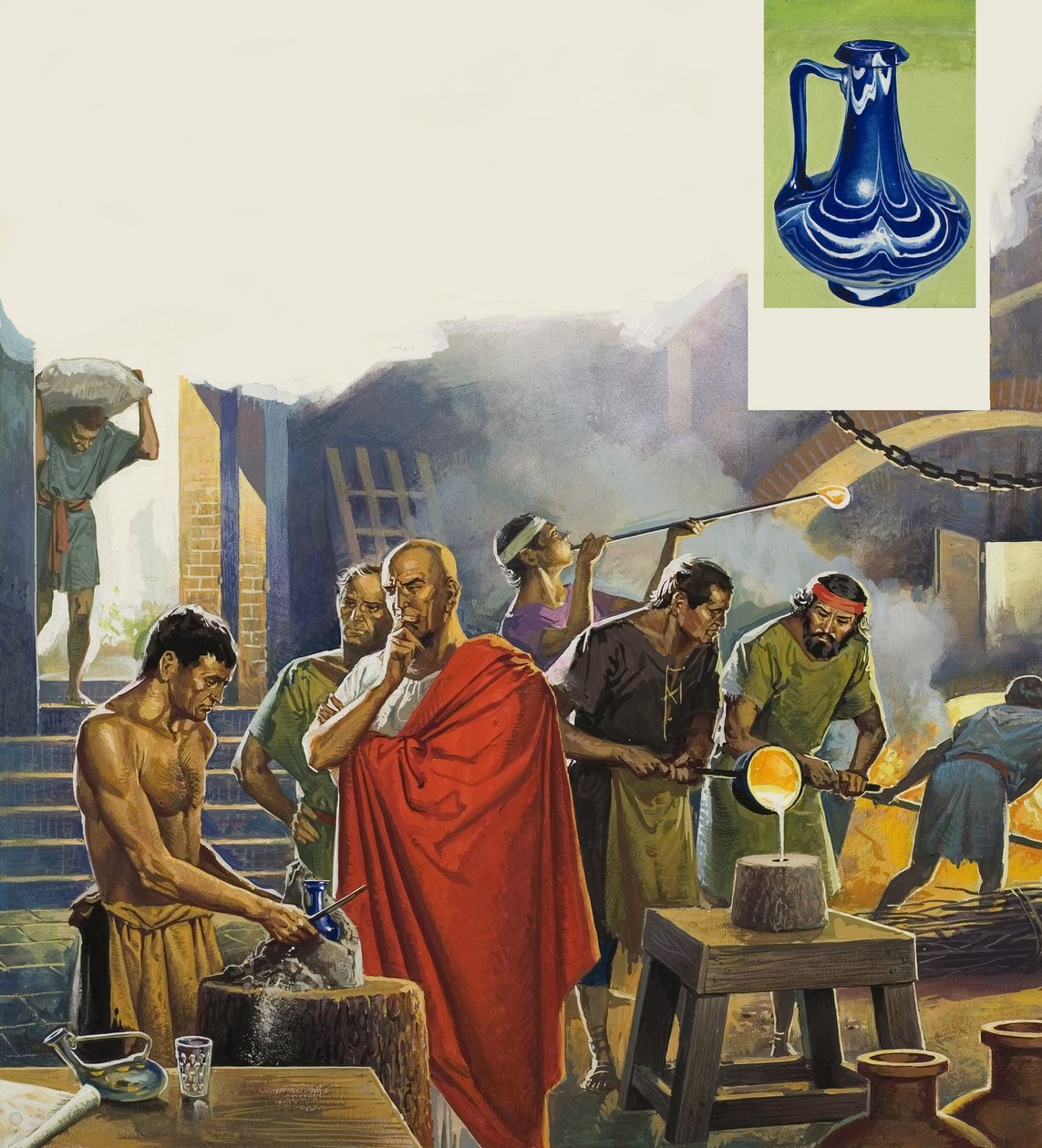 Római üveggyár (gouache, papír) alkotó: Severino Baraldi