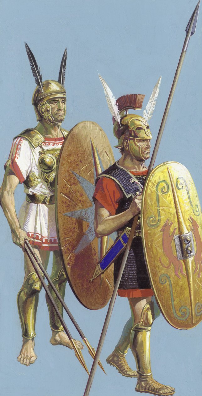 Szamniták és római katonák (gouache, papír) alkotó: Severino Baraldi