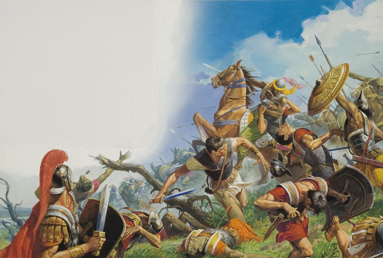 A cannai csata i.e. 216-ban (gouache, papír) alkotó: Severino Baraldi