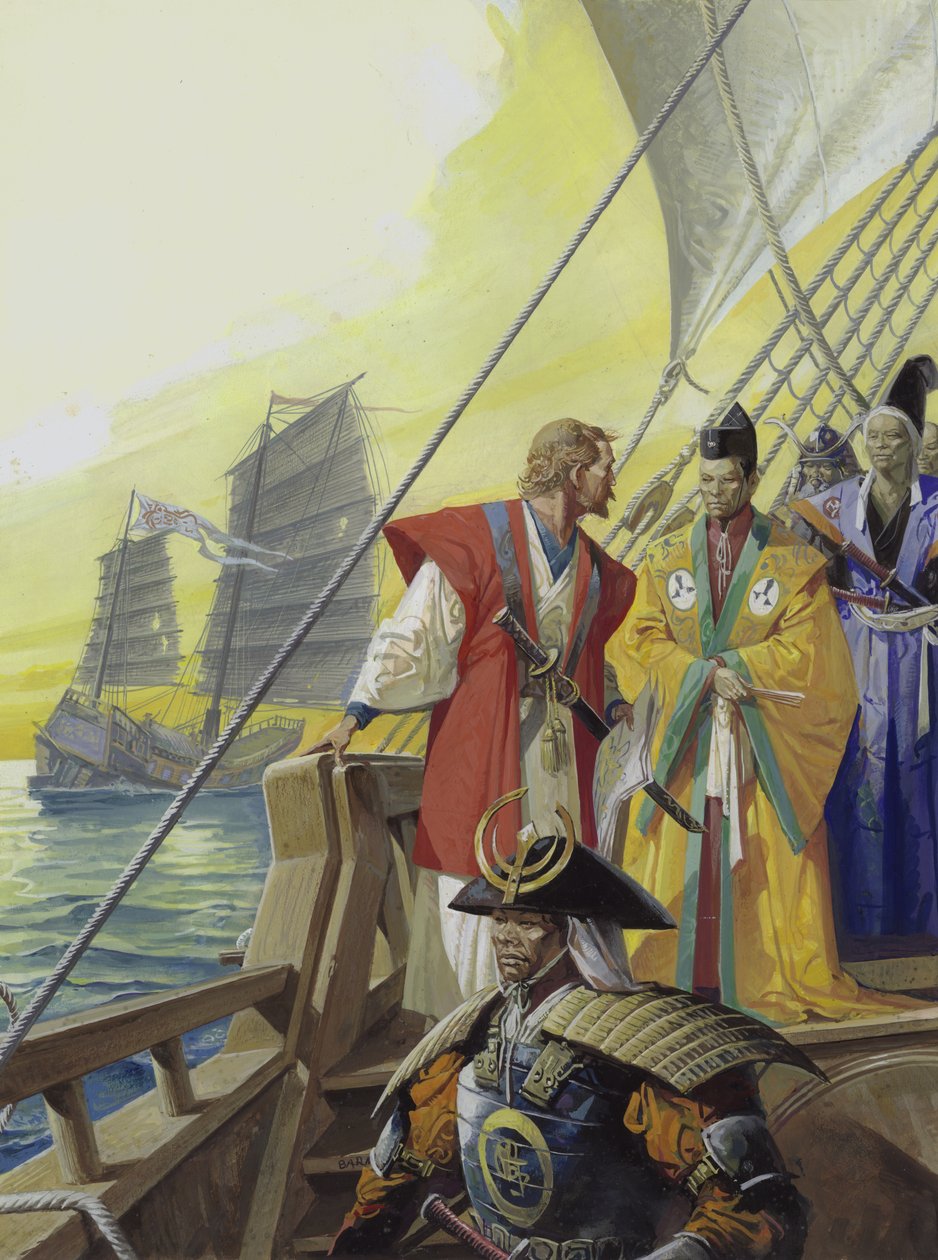 Nyugati hajók Japánban (gouache, papír) alkotó: Severino Baraldi