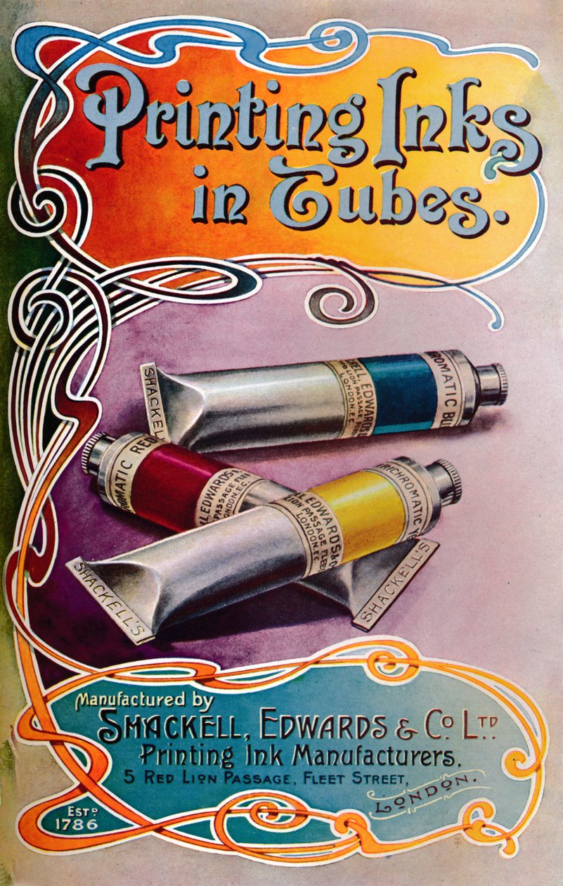 "Printing Inks in Tubes - Shackell, Edwards & Co. Ltd. hirdetés", 1907 alkotó: Shackell Edwards and Co