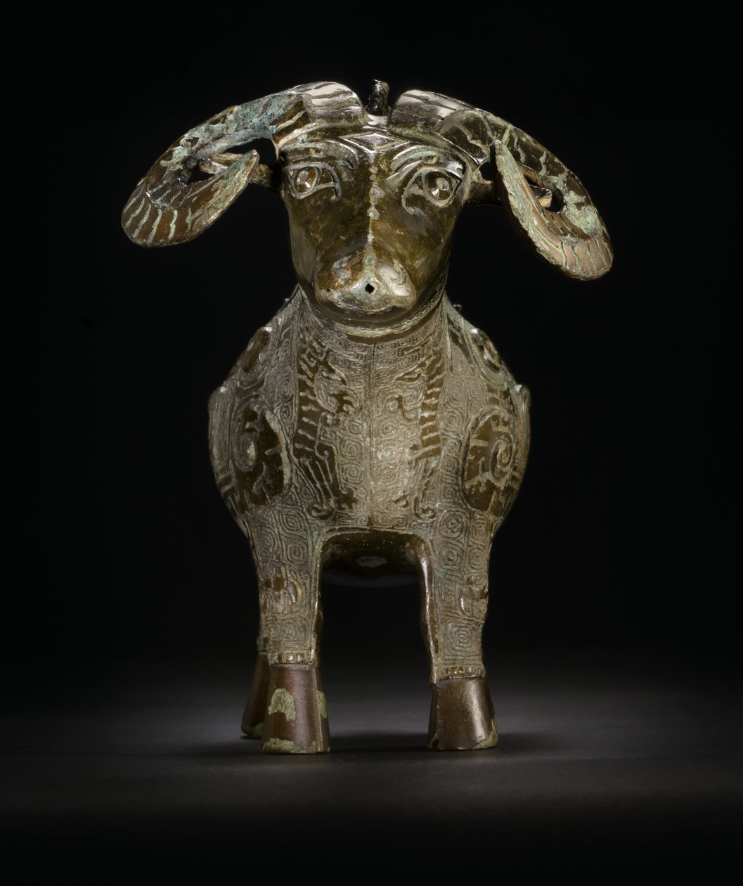 Rituális kos alakú boros edény, Gong (bronz) alkotó: Shang Dynasty Chinese School