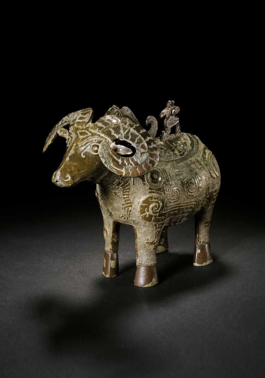 Rituális kos alakú boros edény, Gong, késői Shang-dinasztia (bronz) (lásd még: 3618607) alkotó: Shang Dynasty Chinese School