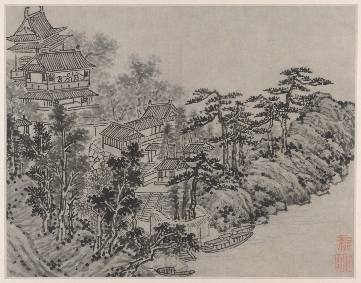 Tiger Hill tizenkét nézete, Suzhou: Felhőmászó pavilon alkotó: Shen Zhou
