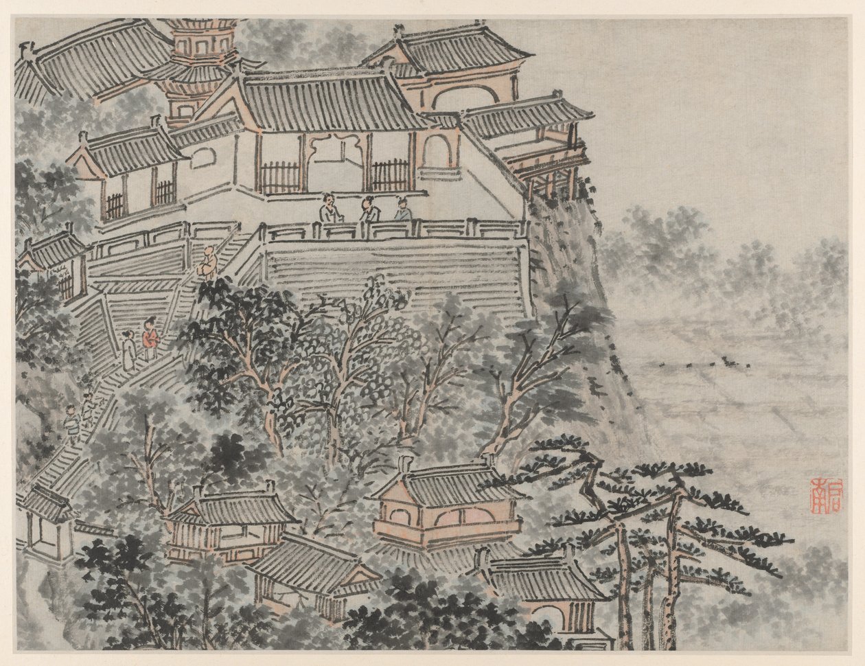 Tiger Hill tizenkét képe, Suzhou: The Five Sages Terrace alkotó: Shen Zhou
