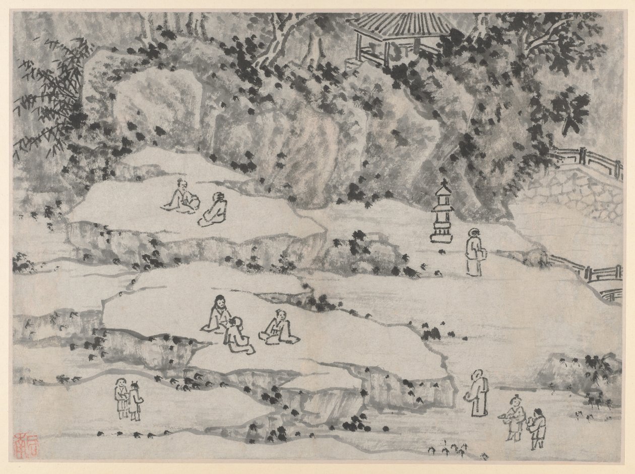 Tiger Hill, Suzhou 12 kilátása: The Nodding Stone Terrace, Tiger Hill, and the Thousand-Man Seat alkotó: Shen Zhou