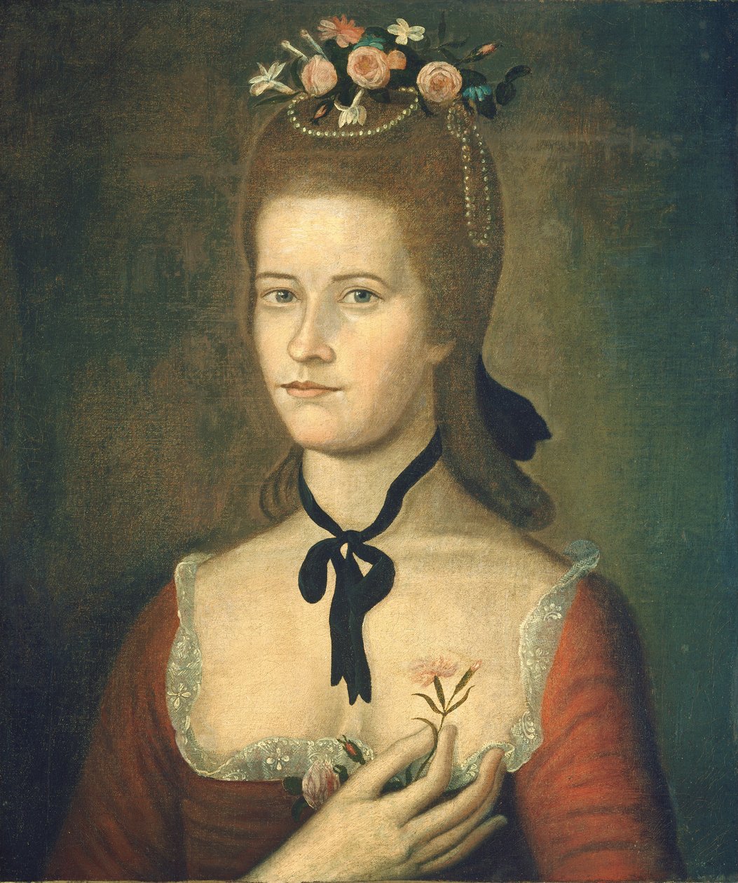 Vörös ruhás hölgy portréja, c. 17851790. alkotó: Sherman Limner