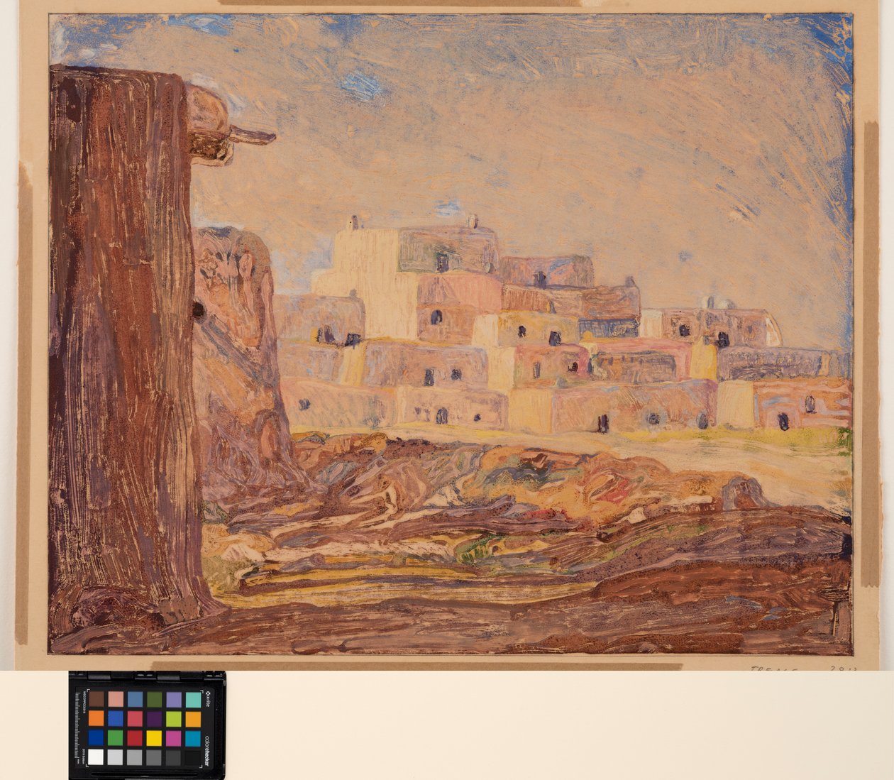 Indian Village, 1928 körül (monotípia papíron) alkotó: Sherman Trease