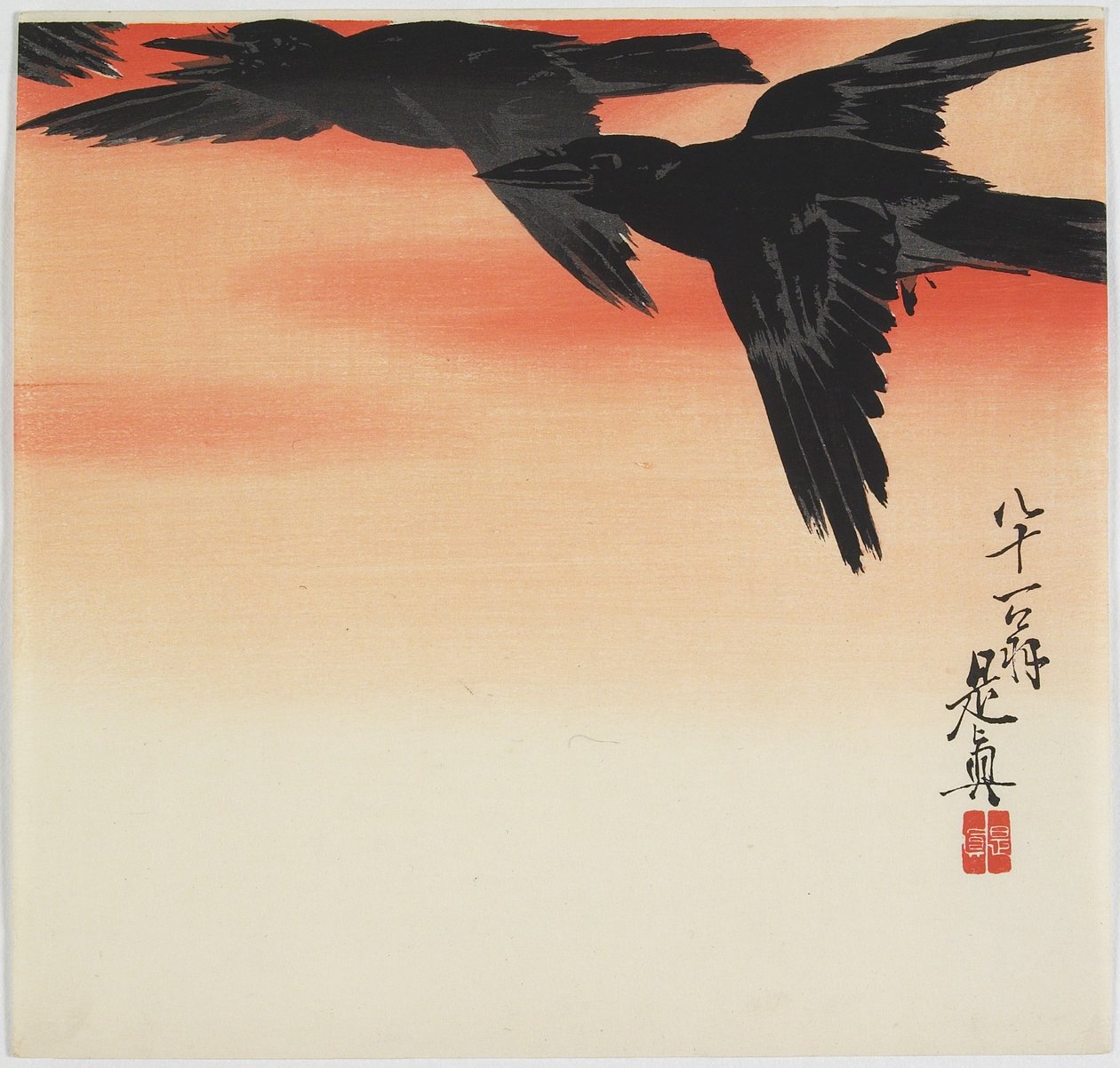 Varjak repülnek naplementekor, c. 1888 alkotó: Shibata Zeshin