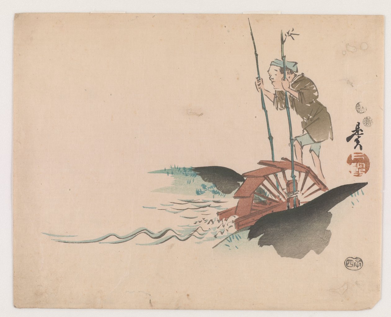 Férfi futópadon (színes fatömbnyomat) alkotó: Shibata Zeshin