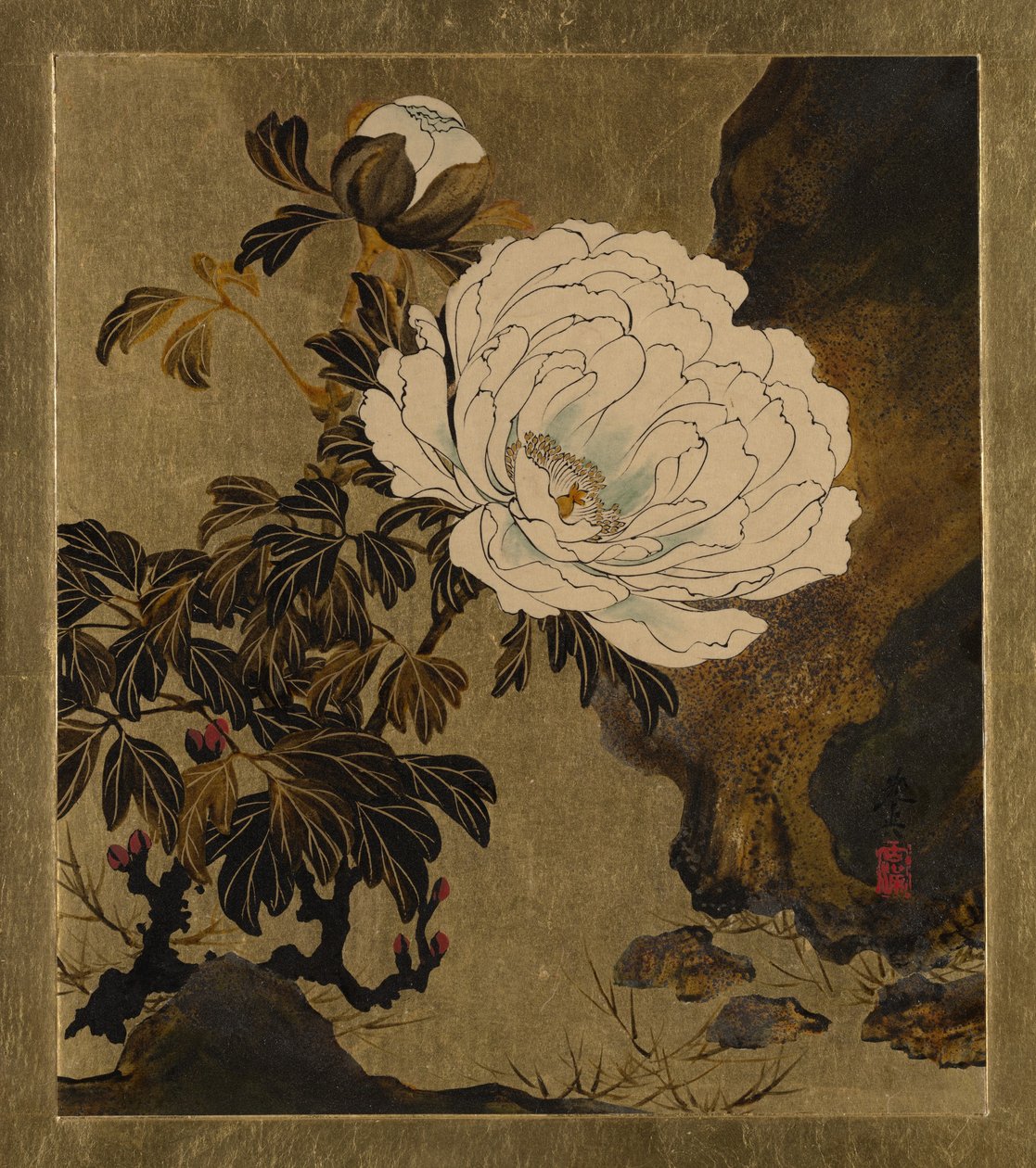 Különféle témájú lakkfestmények: Pünkösdi rózsa, 1882. alkotó: Shibata Zeshin