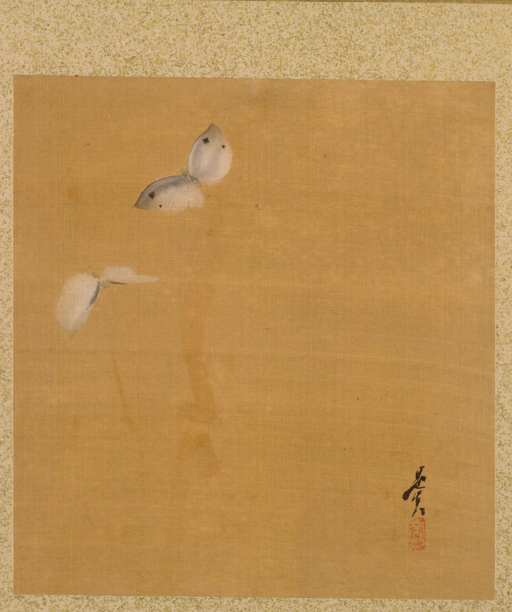 Levél a szezonális témák albumából: Maple Leaves and Feather, 1847. alkotó: Shibata Zeshin