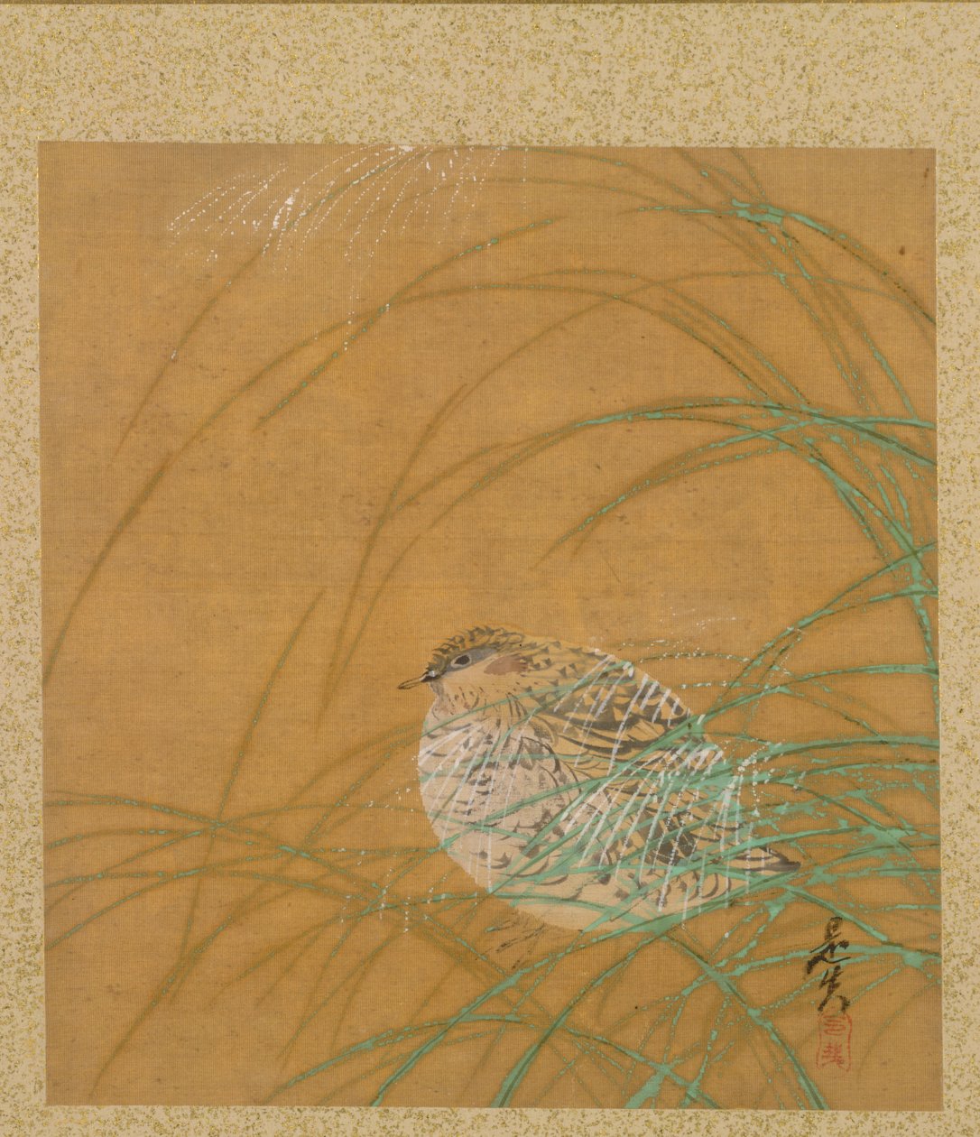 Levél a szezonális témák albumáról: Shoreline with Birds, 1847. alkotó: Shibata Zeshin
