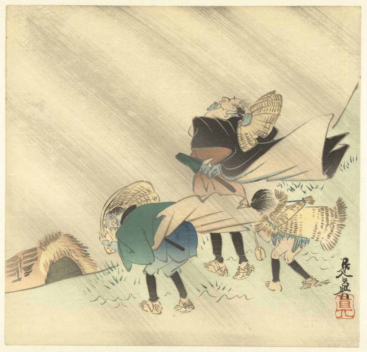 Utazók a viharban alkotó: Shibata Zeshin