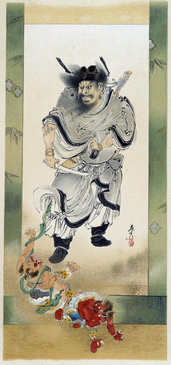 Shoki és a démonok. Shibata Zeshin saját festménye alkotó: Shibata Zeshin