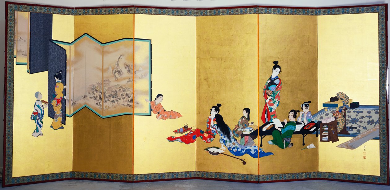 A négy elegáns időtöltés – Zene, a Go játék alkotó: Shibata Zeshin