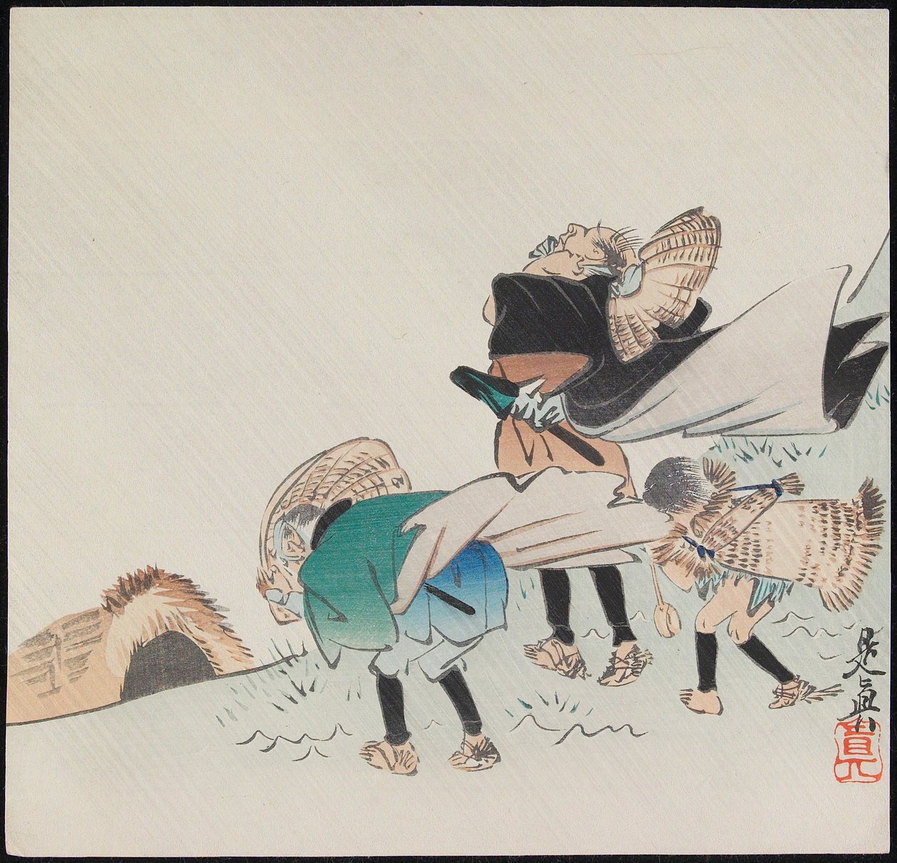 Utazók viharban alkotó: Shibata Zeshin