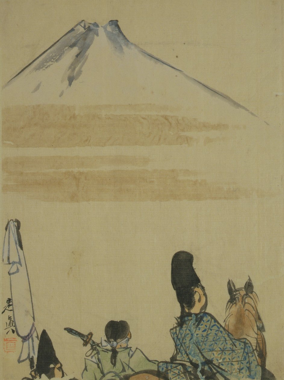 Utazók a Fujiyama-hegy közelében, 1872 körül (tinta és WC papíron) alkotó: Shibata Zeshin