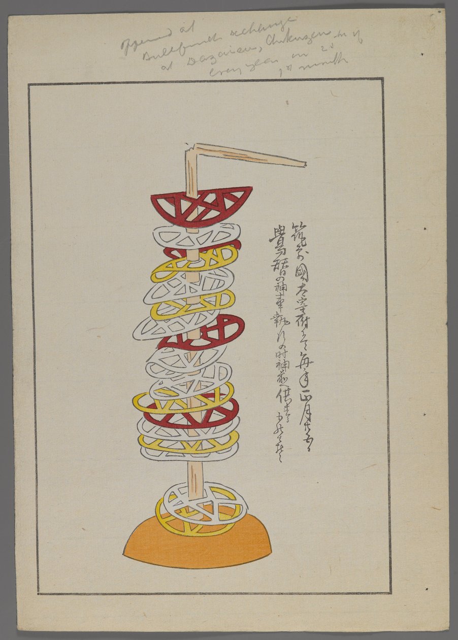 Japán játékok, az Unai no tomo (A Childs Friends) filmből, Shimizu Seifu, 1891-1923. Áttört geometrikus korongok pálcán. alkotó: Shimizu Seifu