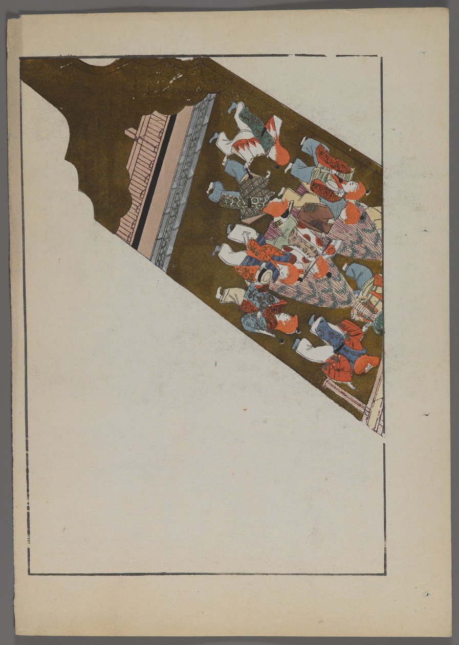 Japán játékok, az Unai no tomo (A Childs Friends) filmből, Shimizu Seifu, 1891-1923. Hanetsuki lapát színházi jelenettel. alkotó: Shimizu Seifu