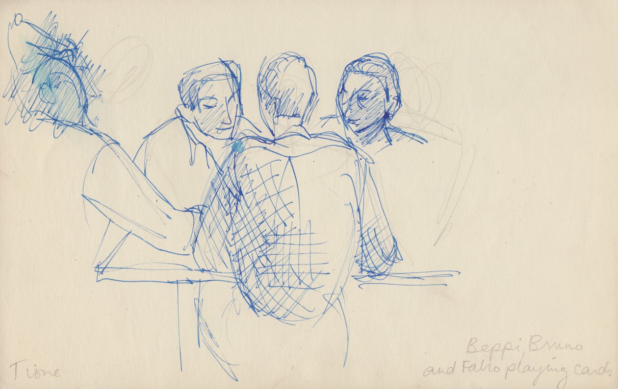 „Beppi, Bruno és Fabio kártyáznak”, 1950. alkotó: Shirley Markham