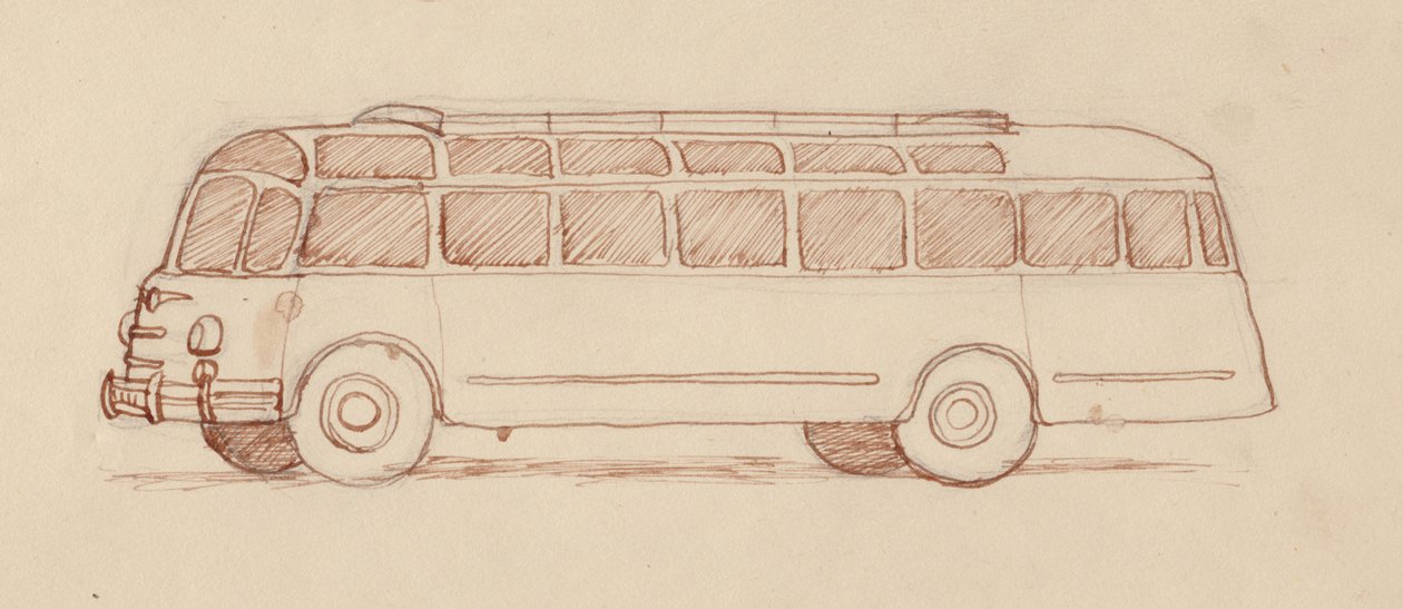 Busz, Párizs, Franciaország, 1951. alkotó: Shirley Markham