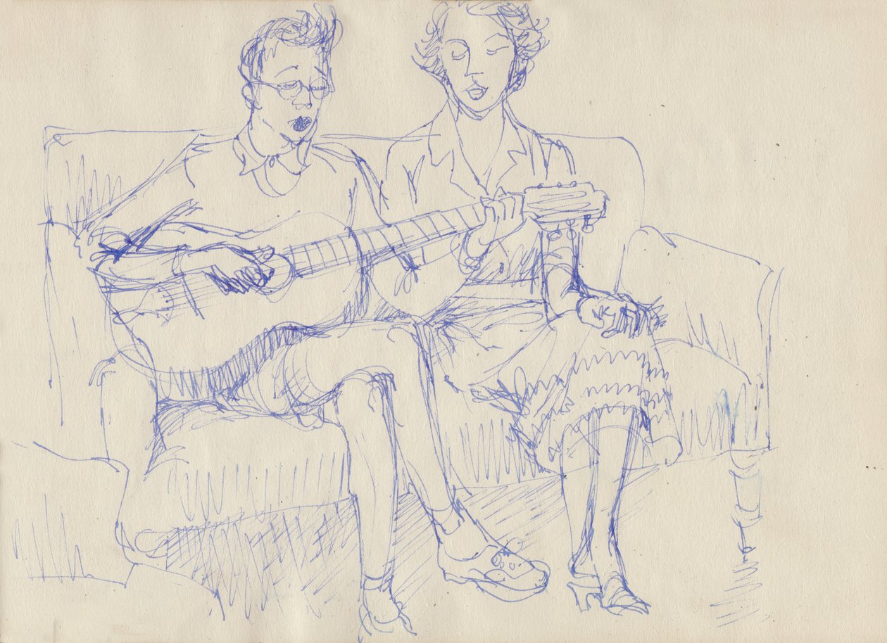 Pár gitárral, c1950. alkotó: Shirley Markham