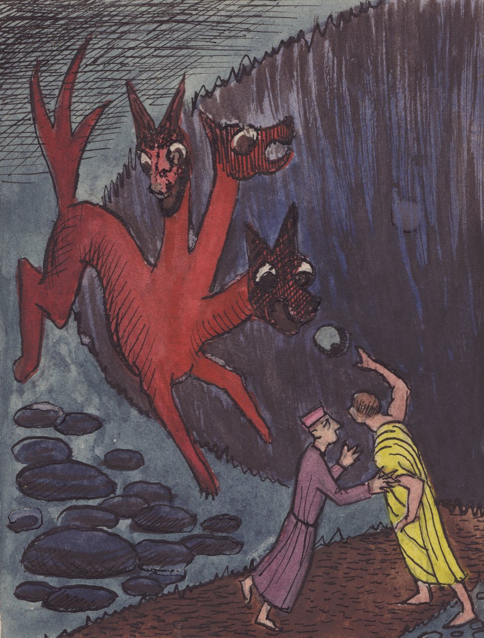 Dante és Virgil háromfejű szörnyeteggel, 1951. alkotó: Shirley Markham