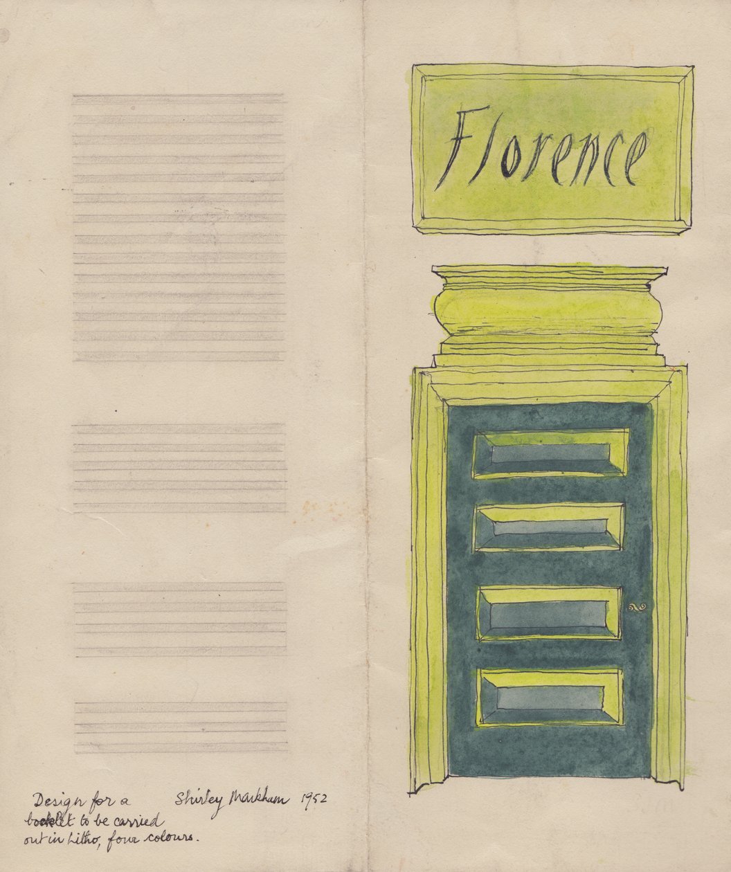 Firenzei szórólap, 1952. alkotó: Shirley Markham