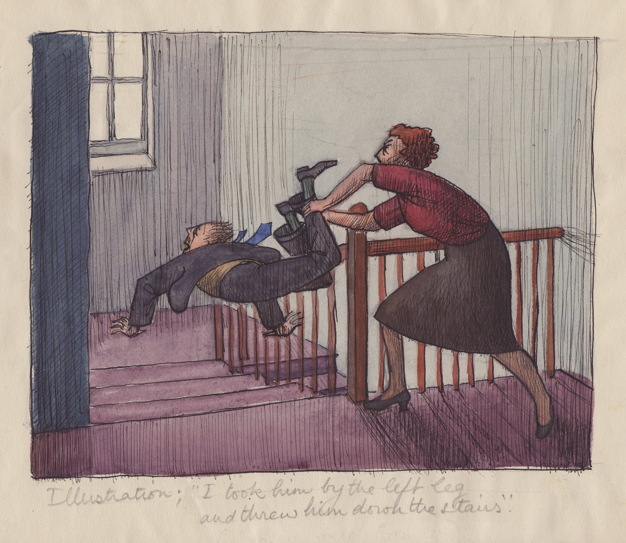 „Megfogtam a bal lábánál, és ledobtam a lépcsőn”, 1952. alkotó: Shirley Markham