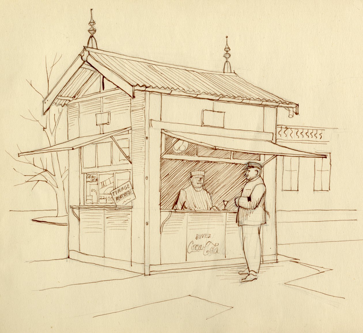 Italokat árusító kioszk, Párizs, Franciaország, 1951. alkotó: Shirley Markham