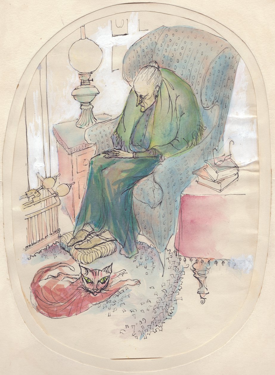 Öregasszony és macska, 1951. alkotó: Shirley Markham