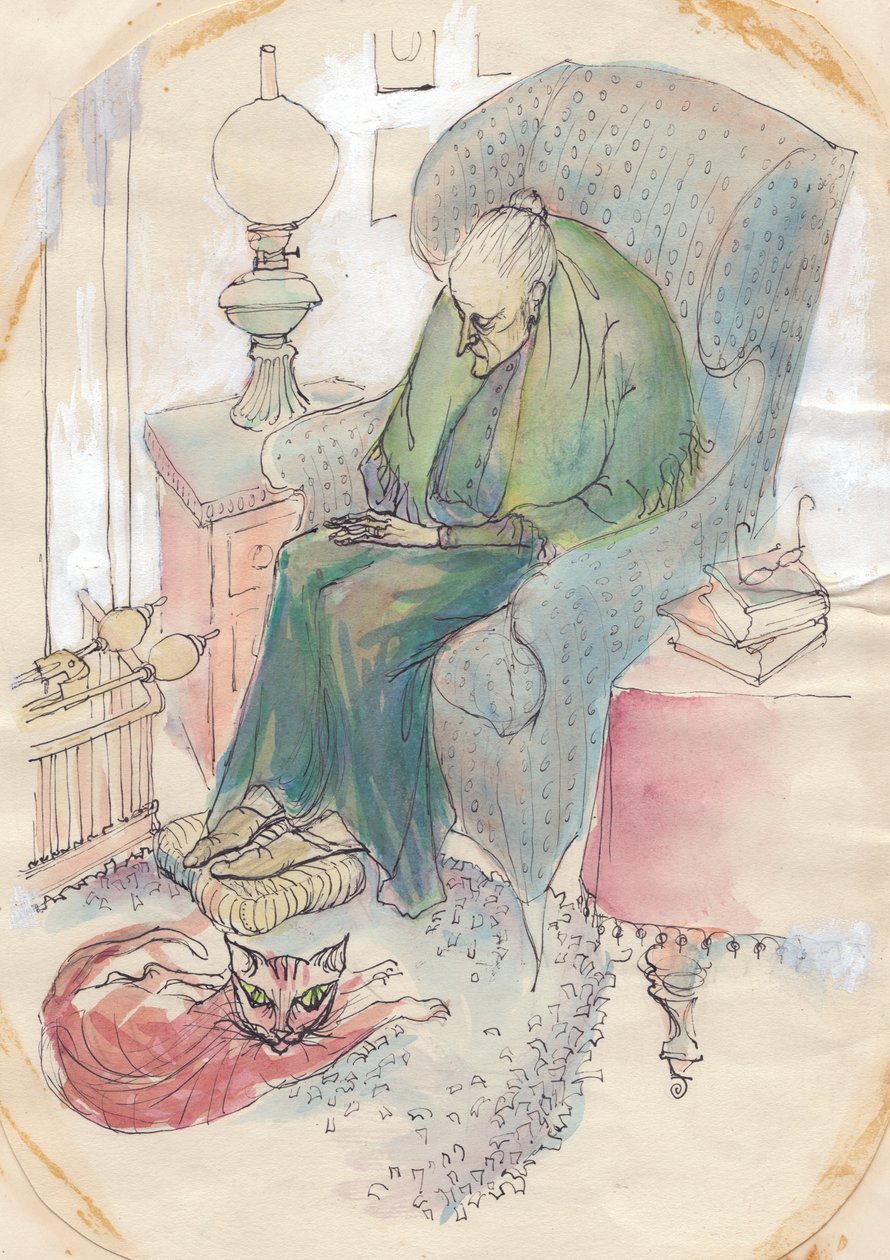 Öregasszony és macska, 1951. alkotó: Shirley Markham