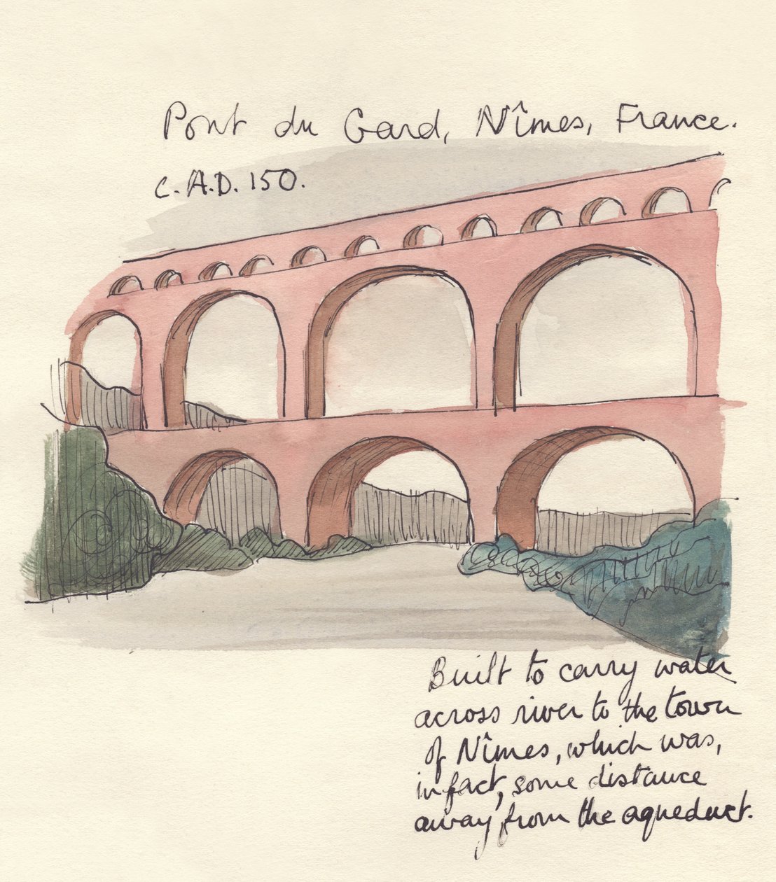 Pont du Gard, Nimes, Franciaország, 1951. alkotó: Shirley Markham