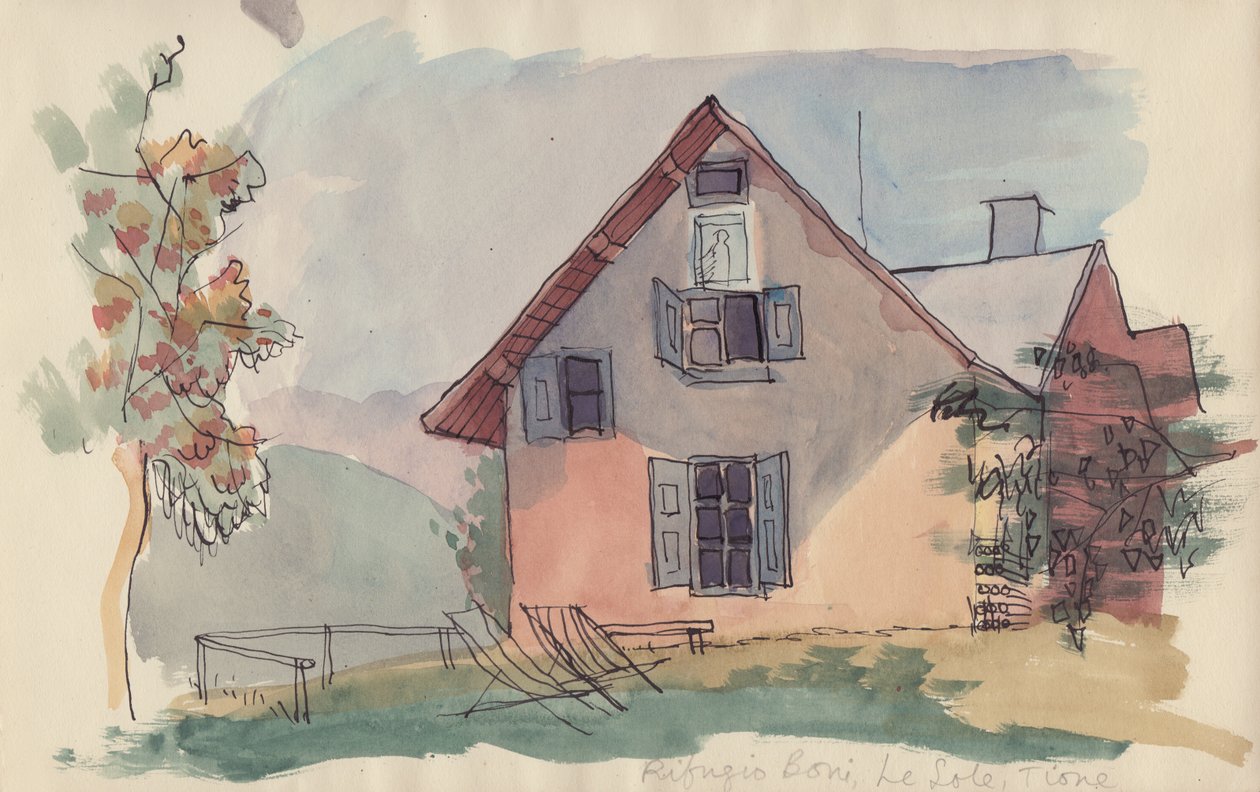 „Rifugio Boni, Le Sole, Tione”, 1950. alkotó: Shirley Markham