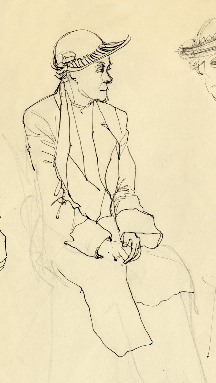 Ülő nő kalapban, 1953. alkotó: Shirley Markham